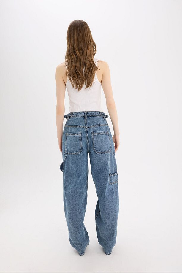 Baggy Fit Yüksek Bel Düz Paça Uzun Jean Pantolon D7963AX25SP - 6