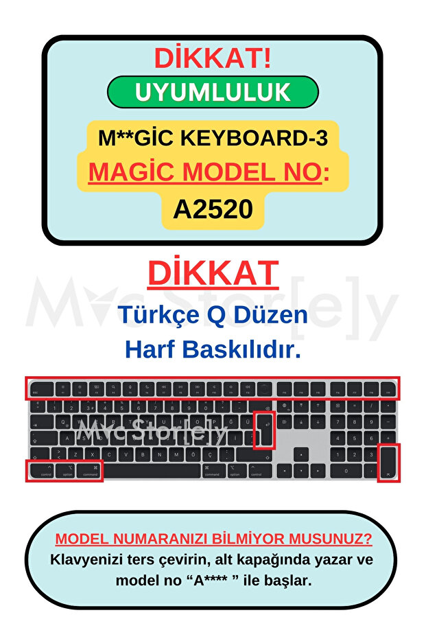 Klavye Koruyucu Apple Magic Keyboard 3 Silikon Kılıf (TR-UK) A2520 Numeric Model Ile Uyumlu - 2