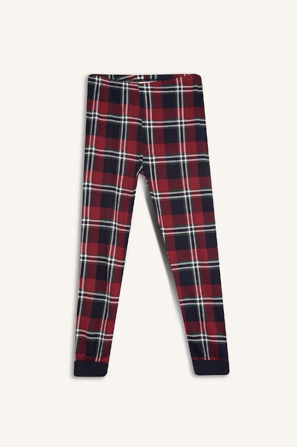 Erkek Çocuk Pijama Takımı Bisiklet Yaka Baskılı Uzun Kollu Üst Kareli Uzun Alt D5212A824WN - 8
