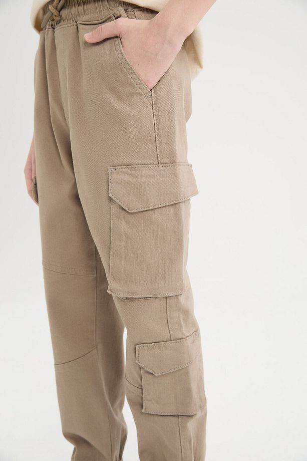Erkek Çocuk Kargo Cepli Standart Paça Gabardin Jogger Pantolon D6314A825SP - 5