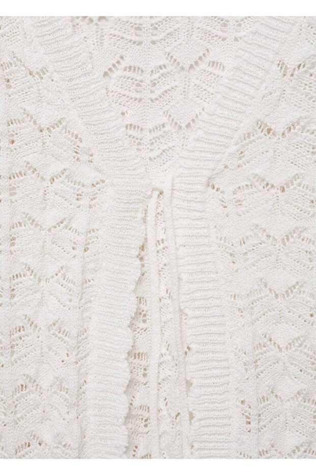 Geknüpfte Strickjacke mit Bindeband - 8