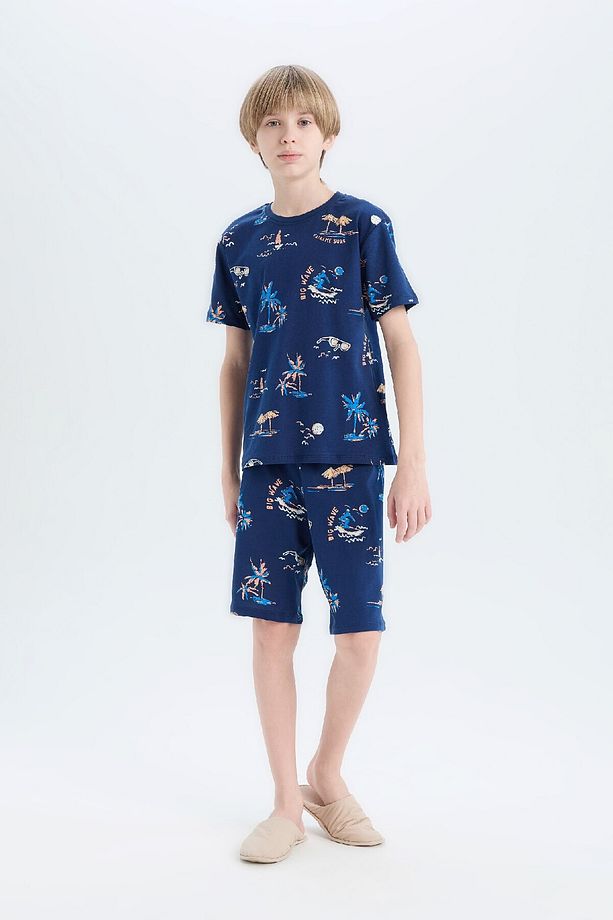 Erkek Çocuk Pijama Takımı Desenli Kısa Kollu Üst Şort D9992a825sm - 1