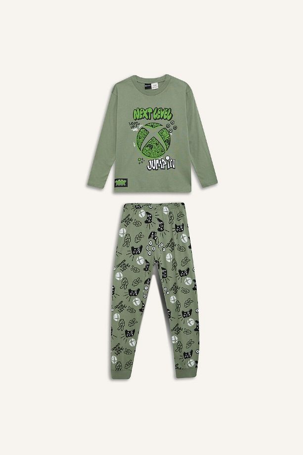 Erkek Çocuk Xbox Pijama Takımı Bisiklet Yaka Uzun Kollu Üst Beli Lastikli Uzun Alt D8445A824WN - 7
