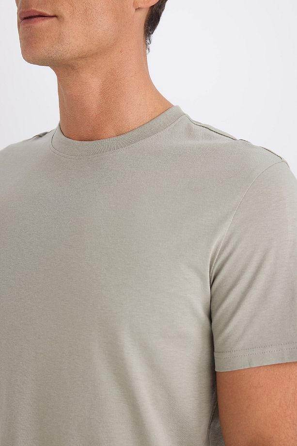 %100 Pamuk New Regular Fit Bisiklet Yaka Basic Düz Kısa Kollu Tişört V7699az25sp - 5