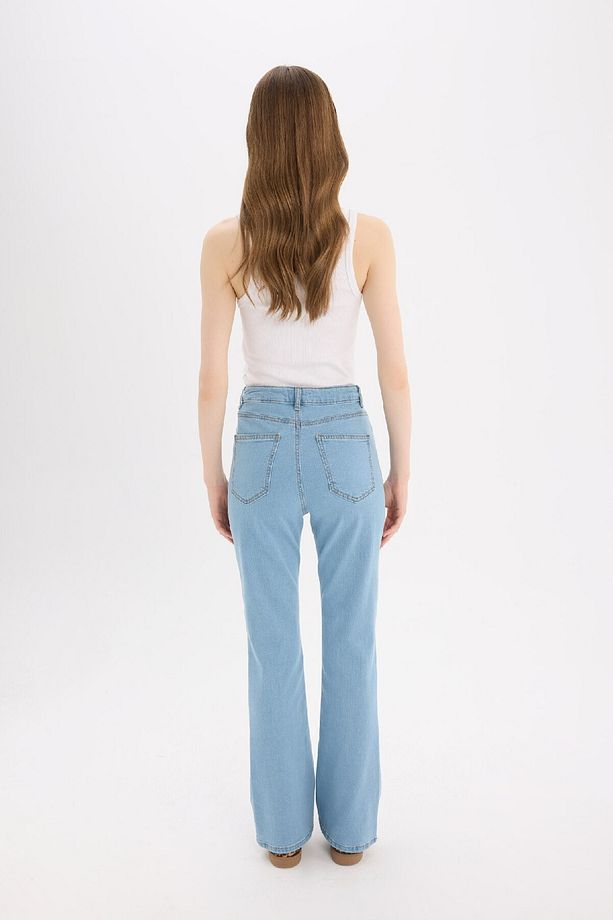 Slim Flare Yüksek Bel Düz Paça Uzun Jean Kar Yıkamalı Pantolon D7973AX25SP - 7
