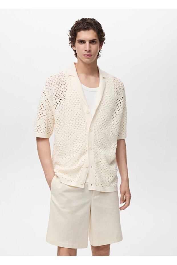 Kroşe kalıplı bowling gömlek - 1