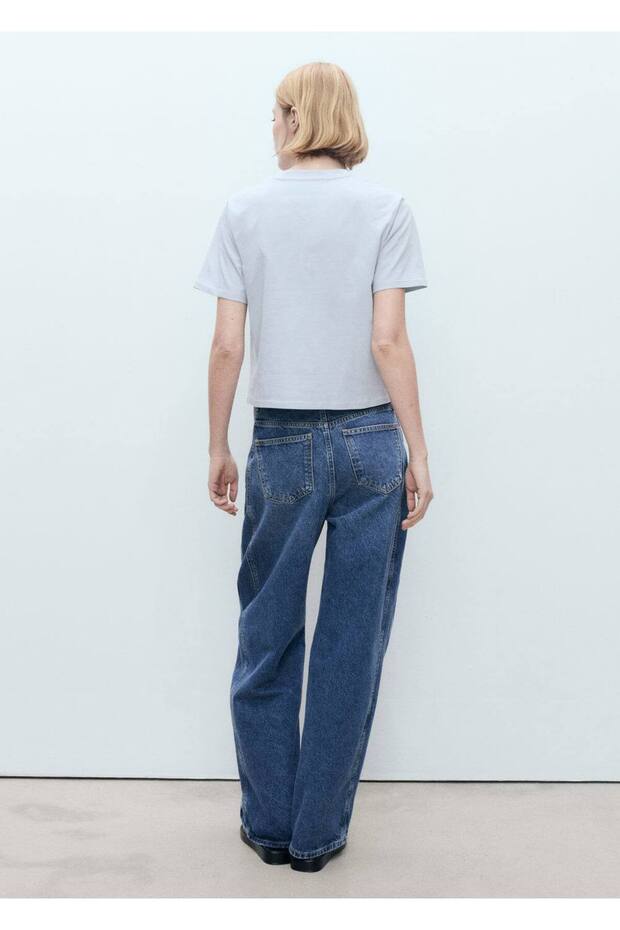 Çiçek aplikeli pamuklu tişört - 4