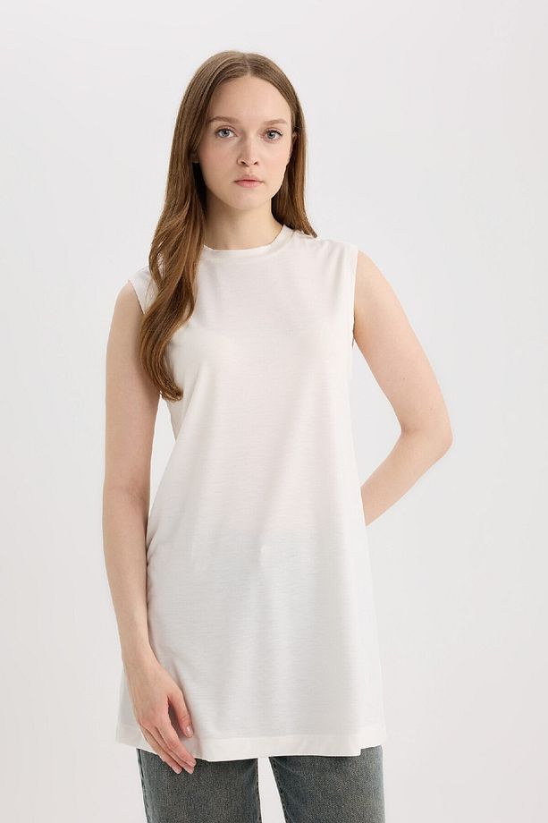 Regular Fit Bisiklet Yaka Basic Düz Kolsuz Tunik A8352ax25sp - 3