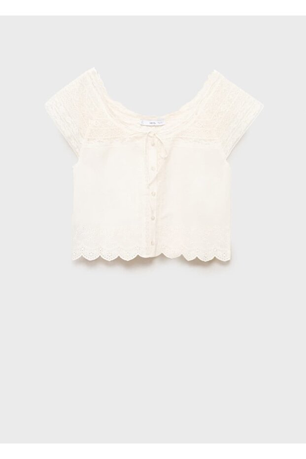 Dantel Detaylı Pamuklu Bluz - 3