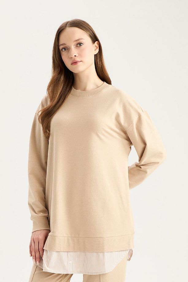 Regular Fit Bisiklet Yaka Basic Düz Sweatshirt Tunik A9529ax25sp - 4