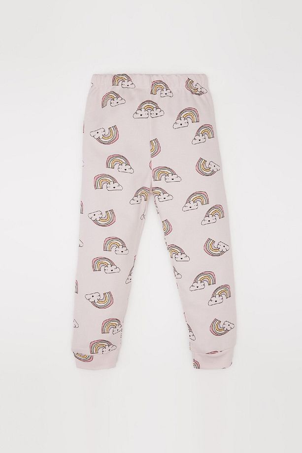 Kız Bebek Pijama Takımı Gökkuşağı Baskılı Uzun Kollu Üst Beli Lastikli Uzun Alt D9075A525SP - 4