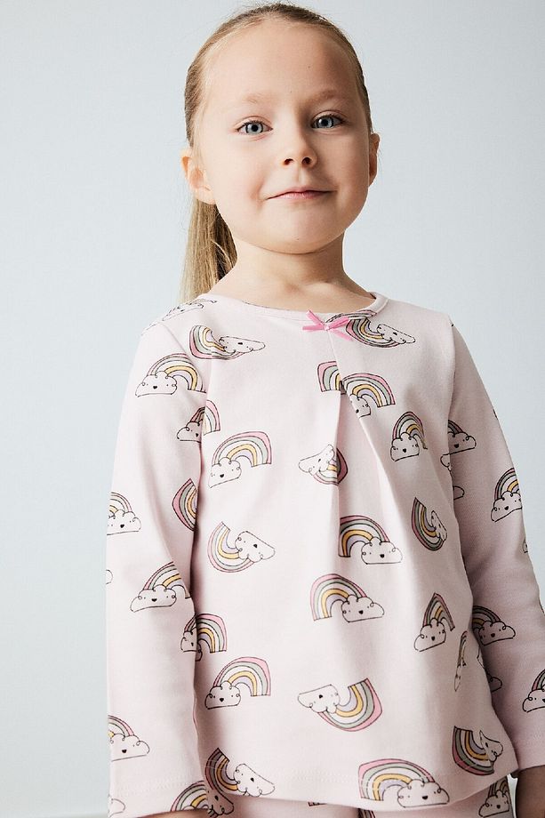 Kız Bebek Pijama Takımı Gökkuşağı Baskılı Uzun Kollu Üst Beli Lastikli Uzun Alt D9075A525SP - 2