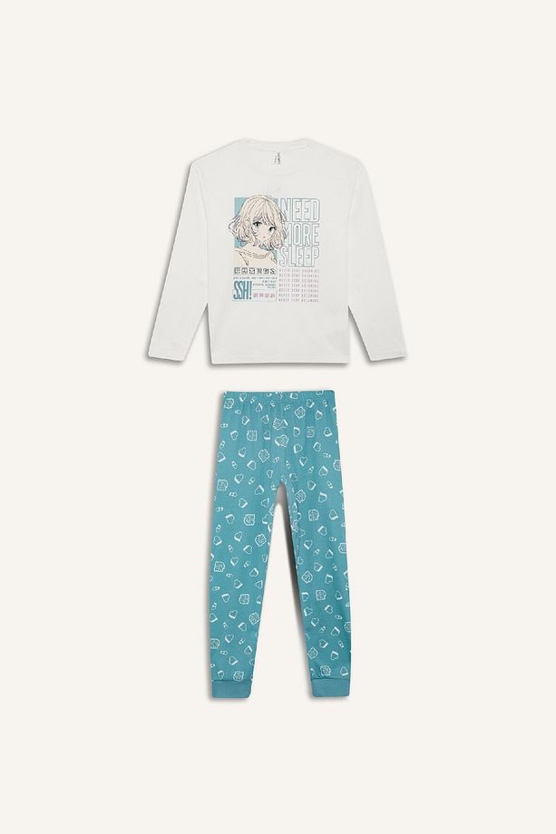 Kız Çocuk Pijama Takımı Uzun Kollu Üst Esnek Belli Uzun Alt E0531a825sp - 6