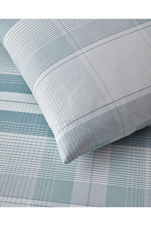 Modern Check Pamuklu Tek Kişilik Nevresim Seti 160x220 cm Yeşil - 3