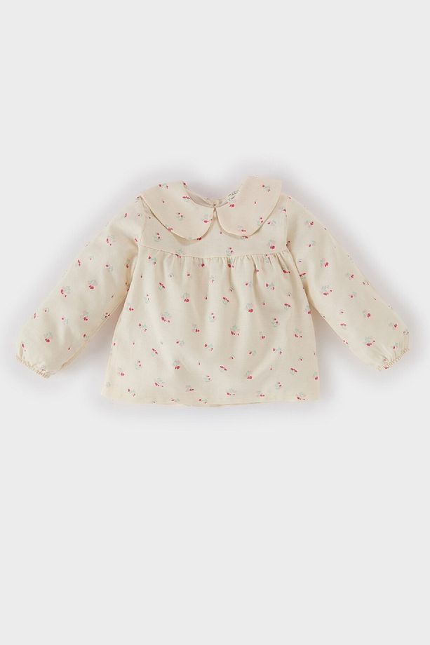 Kız Bebek Bebe Yaka Çiçekli Twill Uzun Kollu Gömlek D9330A525SP - 1