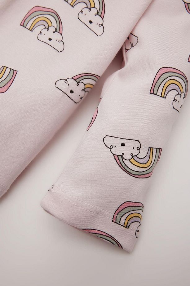 Kız Bebek Pijama Takımı Gökkuşağı Baskılı Uzun Kollu Üst Beli Lastikli Uzun Alt D9075A525SP - 6