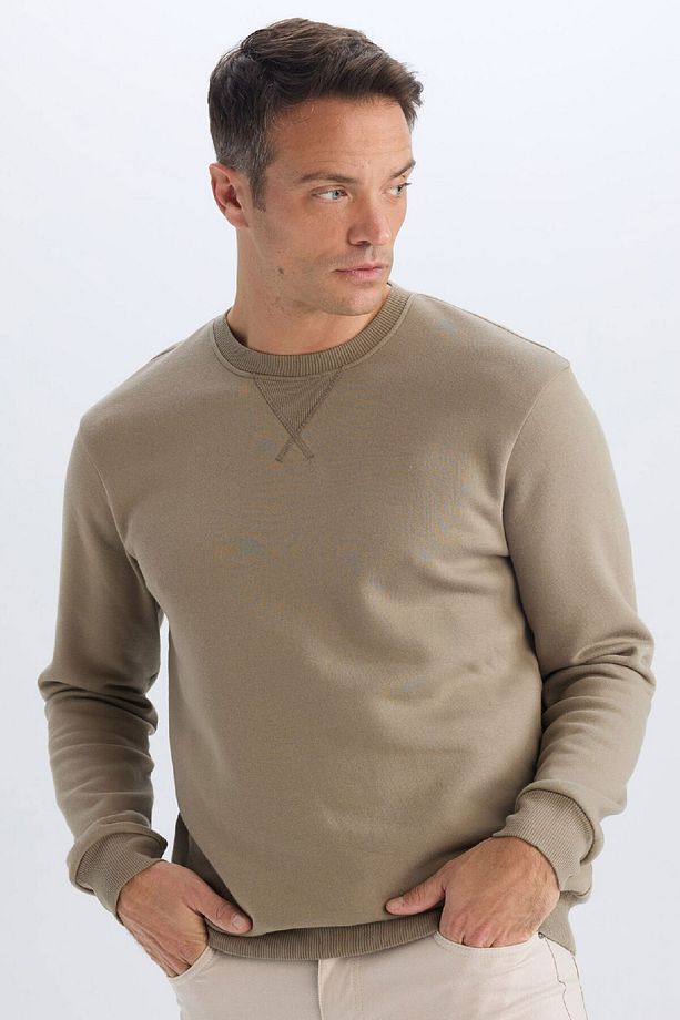 Regular Fit Bisiklet Yaka Kalın Basic Düz Sweatshirt T3777az25sp - 1
