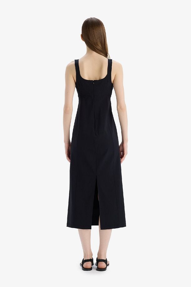 Bodycon Vücudu Saran Basic Düz Kare Yaka Askılı Maxi Elbise C5027ax25sp - 7