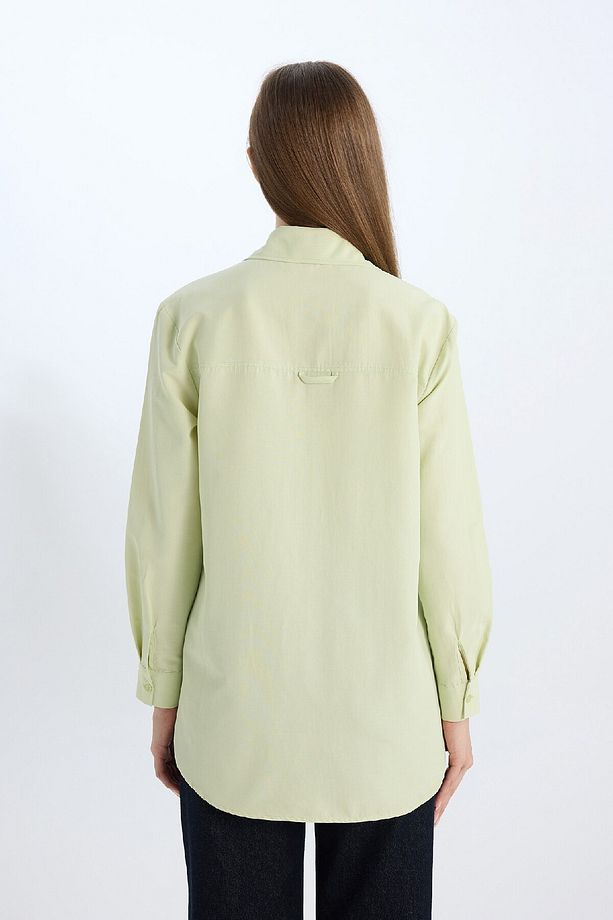 Relax Fit Basic Düz Poplin Uzun Kollu Gömlek Tunik D7341ax25sp - 6