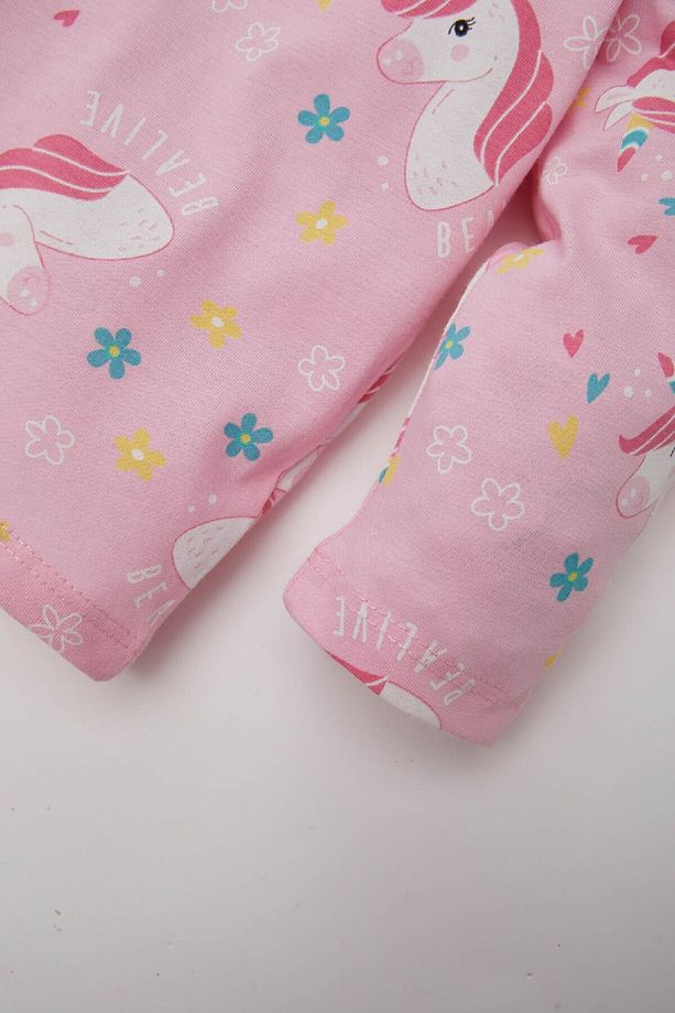 Kız Bebek Unicorn Baskılı Pijama Takımı Uzun Kollu Üst Beli Lastikli Uzun Alt E0763a525sp - 4