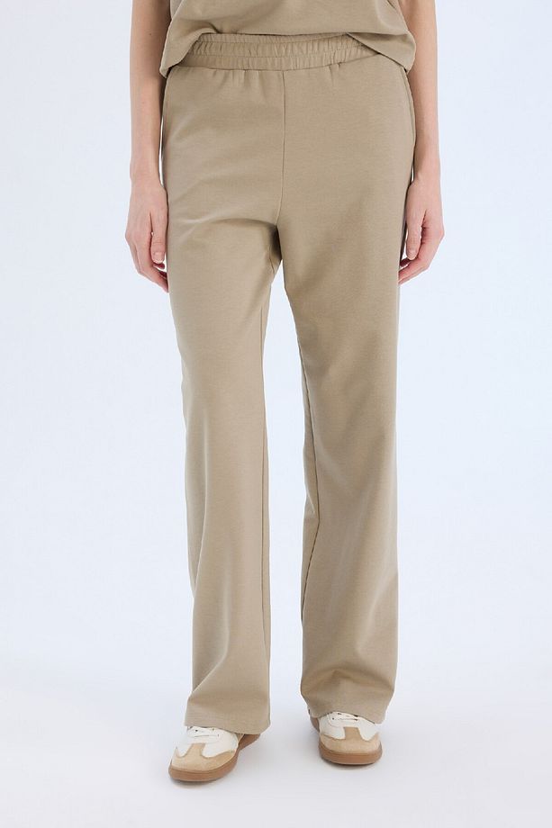 Wide Leg Geniş Paça Eşofman Altı Beli Lastikli Cepli Basic Düz D3759ax25sp - 4