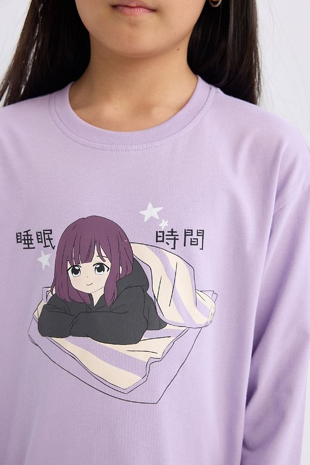 Kız Çocuk Pijama Takımı Uzun Kollu Üst Esnek Belli Uzun Alt E0544a825sp - 4