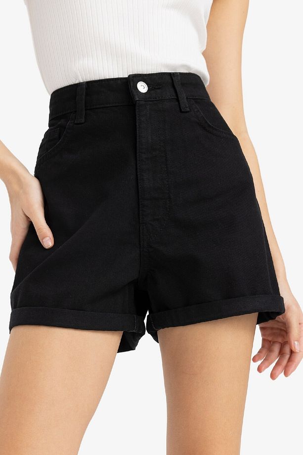 Mom Fit Yüksek Bel Duble Paça Jean Şort E0926AX25SM - 6