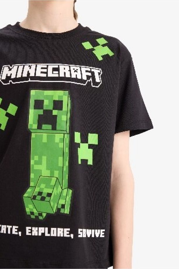 Erkek Çocuk Minecraft Pijama Takımı Kısa Kollu Üst Beli Lastikli Şort E0335a825sm - 5