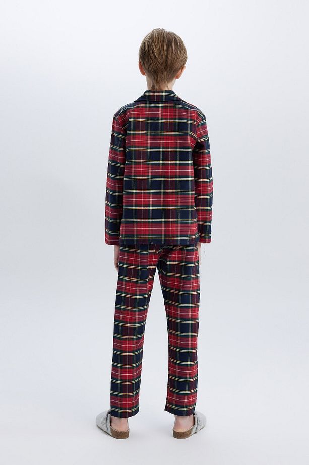 Erkek Çocuk Pijama Takımı Flanel Kareli Uzun Kollu Üst Beli Lastikli Uzun Alt  D8577A824WN - 5