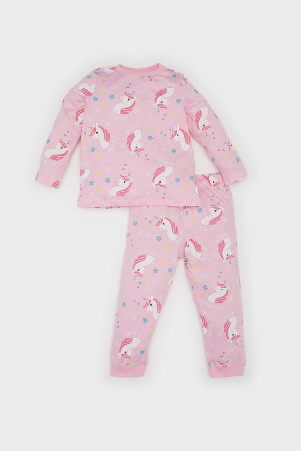 Kız Bebek Unicorn Baskılı Pijama Takımı Uzun Kollu Üst Beli Lastikli Uzun Alt E0763a525sp - 1
