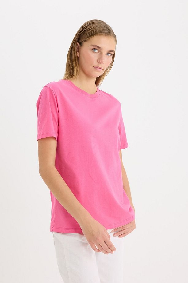 Regular Fit Bisiklet Yaka Basic Düz Penye Kısa Kollu Tişört W9584az25sp - 3