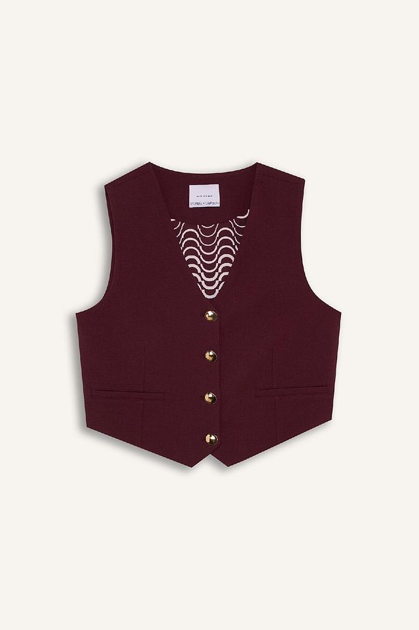 Sorbe X Regular Fit V Yaka Düğmeli Blazer Yelek D9928ax24au - 7