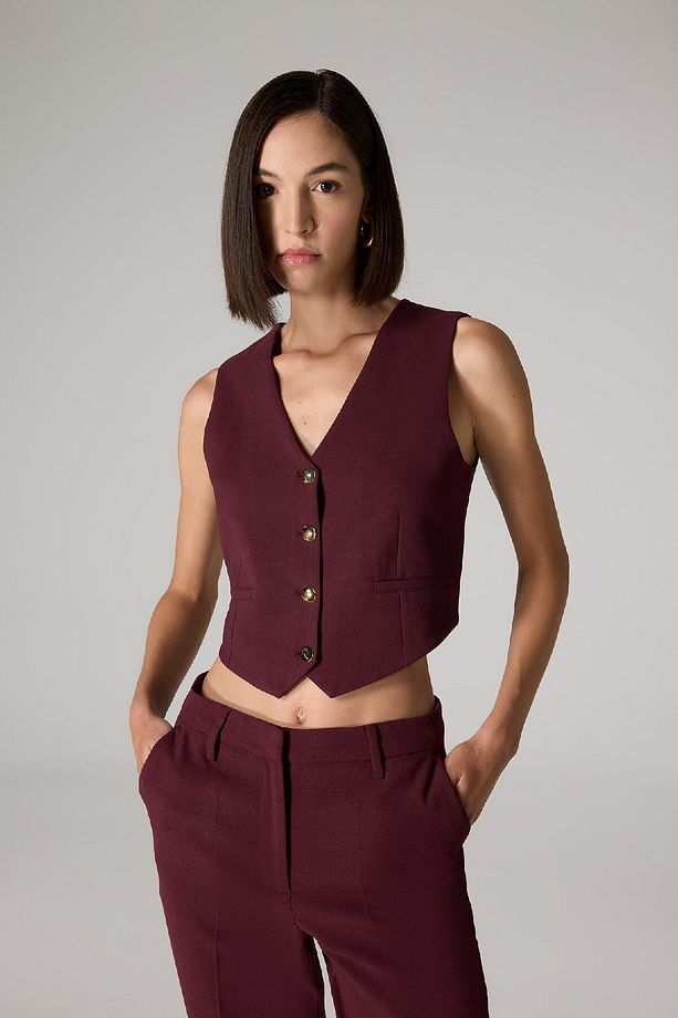 Sorbe X Regular Fit V Yaka Düğmeli Blazer Yelek D9928ax24au - 4