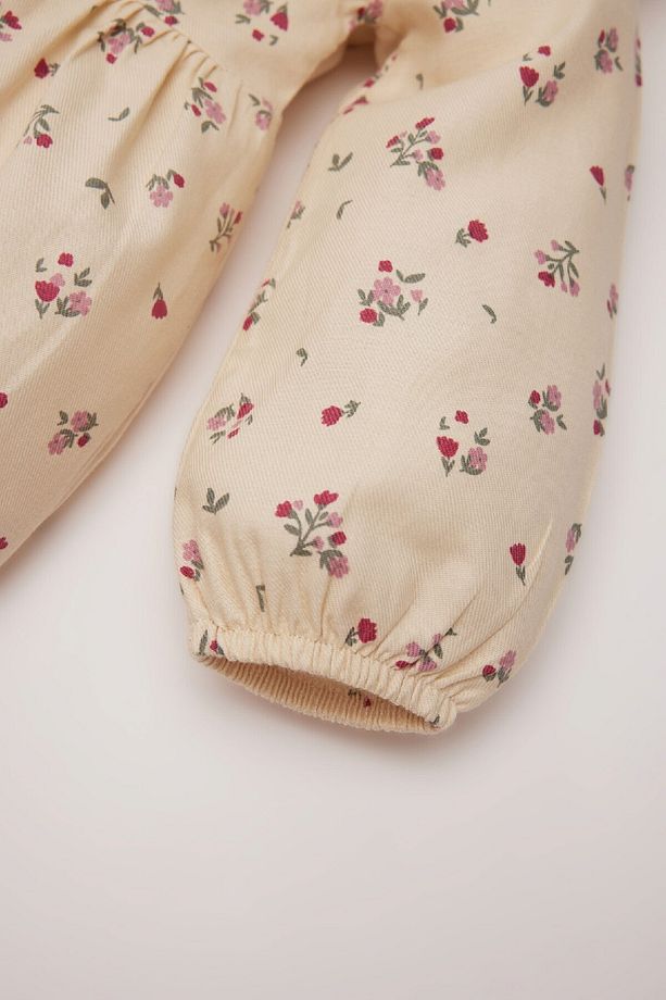 Kız Bebek Çiçekli Uzun Kollu Twill Elbise D9552A525SP - 3