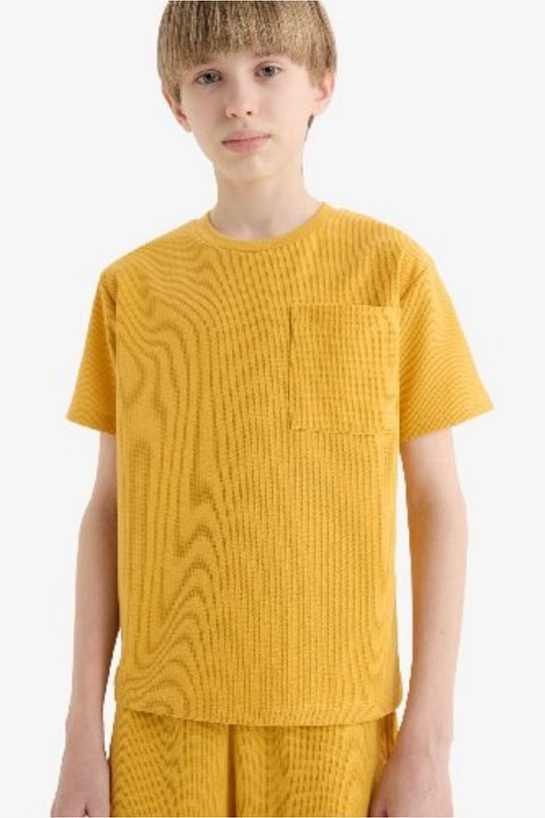 Erkek Çocuk Pijama Takımı Waffle Kısa Kollu Üst Beli Lastikli Şort D9993A825SM - 4