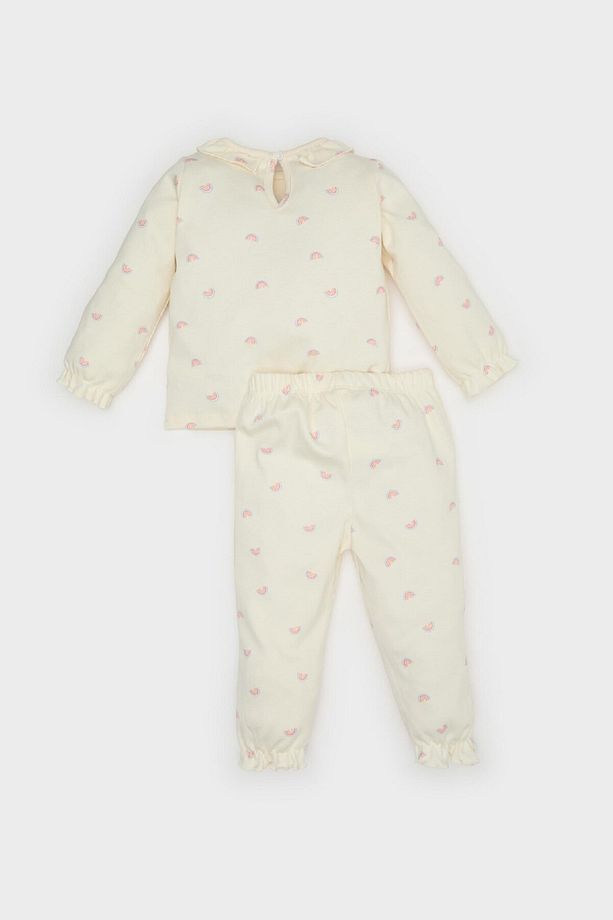 Kız Bebek Pijama Takımı Gökkuşağı Baskılı Uzun Kollu Üst Beli Lastikli Uzun Alt E1535a525sp - 7