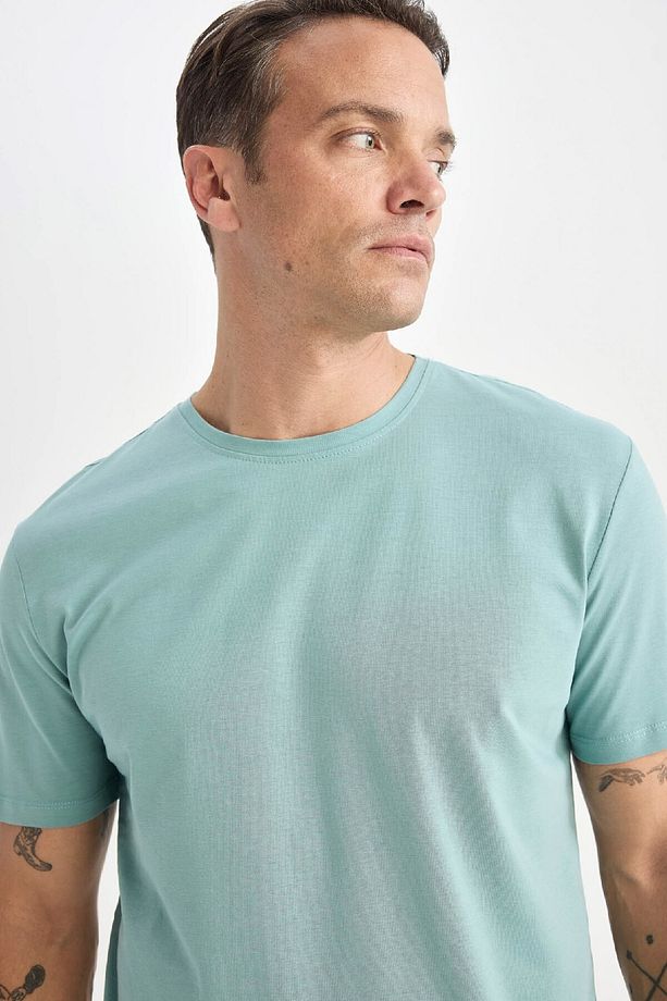 New Regular Fit Bisiklet Yaka Basic Düz Kısa Kollu Tişört E1091AXNS - 4