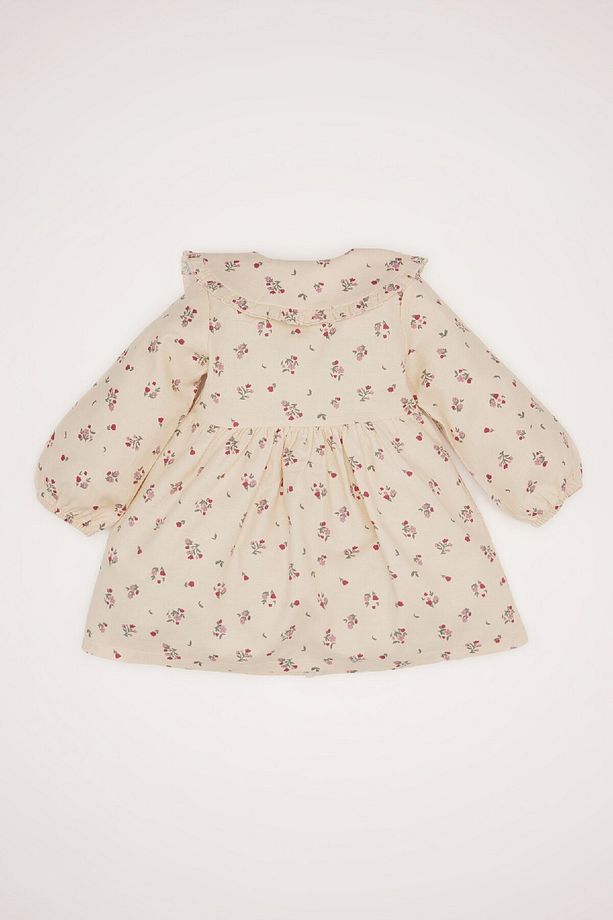 Kız Bebek Çiçekli Uzun Kollu Twill Elbise D9552A525SP - 4