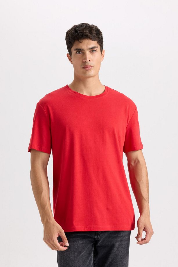 New Regular Fit Bisiklet Yaka Basic Düz Kısa Kollu Tişört E1091AXNS - 3