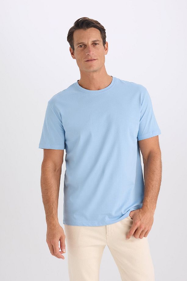 New Regular Fit Bisiklet Yaka Kısa Kollu Kısa Kollu Tişört E1091axns - 3