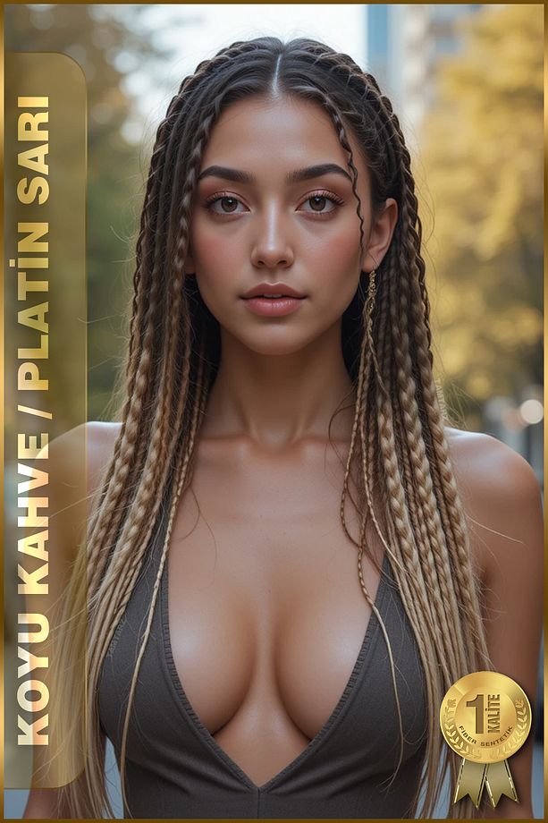 Afrika Örgüsü Ve Rasta İçin Sentetik Saç - 2 Renkli / Koyu Kahve-Platin Sarı - 5