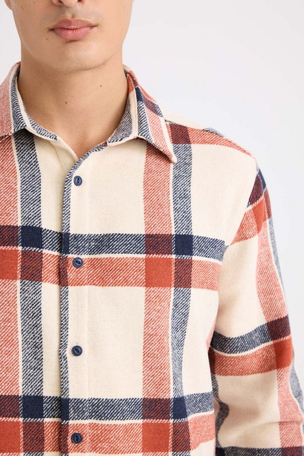 Regular Fit Kareli Flanel Uzun Kollu Gömlek E0989ax24wn - 5