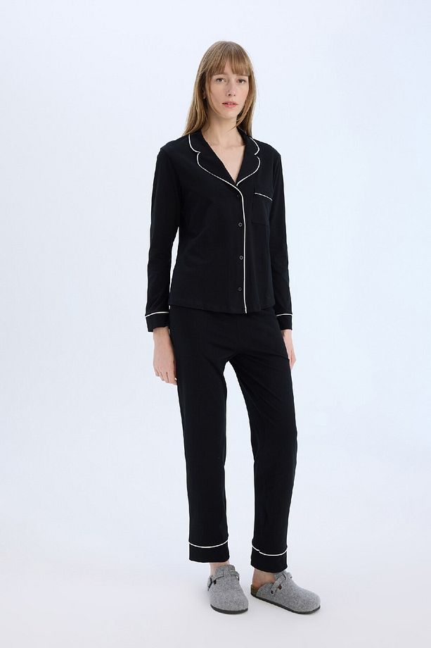 Pijama Takımı Uzun Kollu Üst Esnek Belli Uzun Alt-fall In Love D6846ax25sp - 1