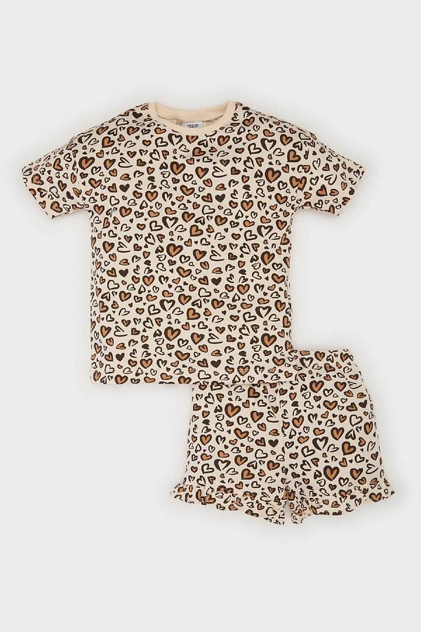 Kız Bebek 2'li Takım Leopar Desenli Kısa Kollu Tişört Beli Lastikli Şort E0689a525sm - 1