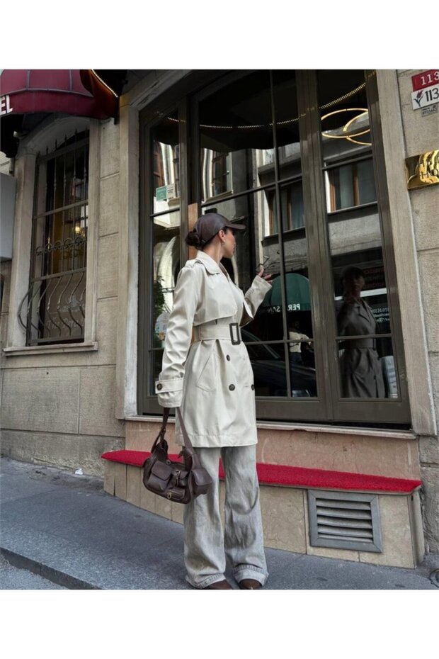 KISA ŞANEL BOY Trençkot  - Ekru - 2