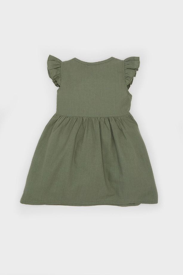 Kız Bebek Basic Düz Kısa Kollu Flamlı Poplin Elbise Z7402a225sm - 4