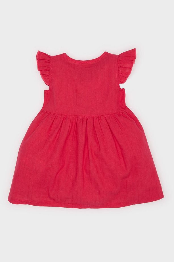 Kız Bebek Basic Düz Kısa Kollu Flamlı Poplin Yazlık Elbise Z7402a225sm - 4