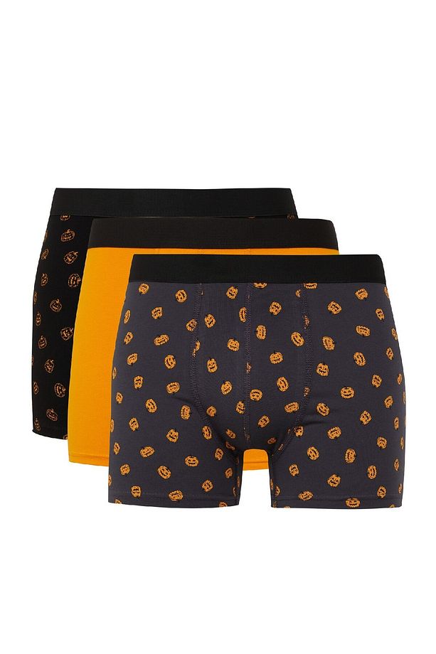 Regular Fit Bal Kabağı Baskılı 3lü Boxer E0038ax24wn - 1