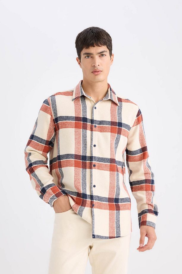 Regular Fit Kareli Flanel Uzun Kollu Gömlek E0989ax24wn - 3