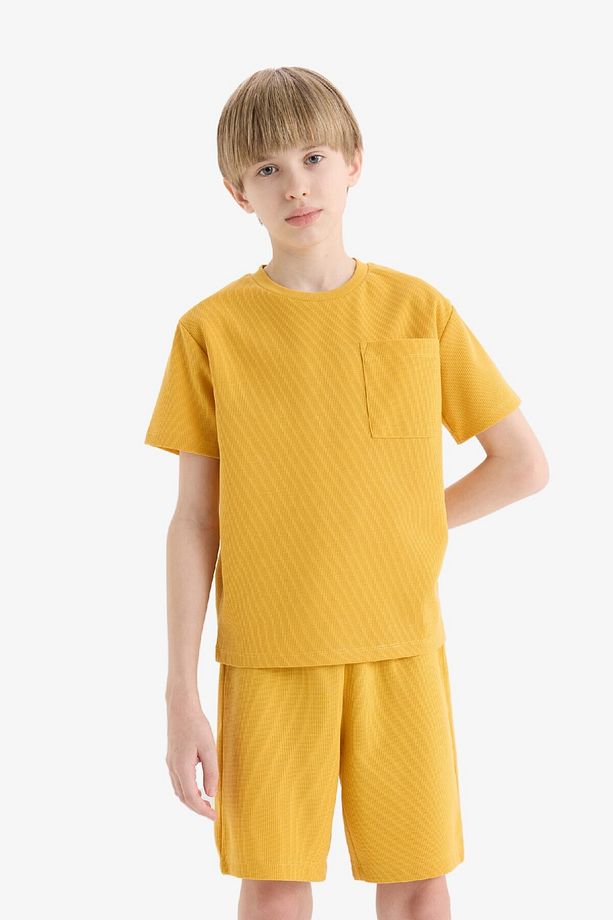 Erkek Çocuk Pijama Takımı Waffle Kısa Kollu Üst Beli Lastikli Şort D9993A825SM - 2